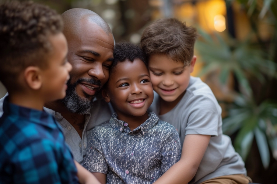 Family group father and sons